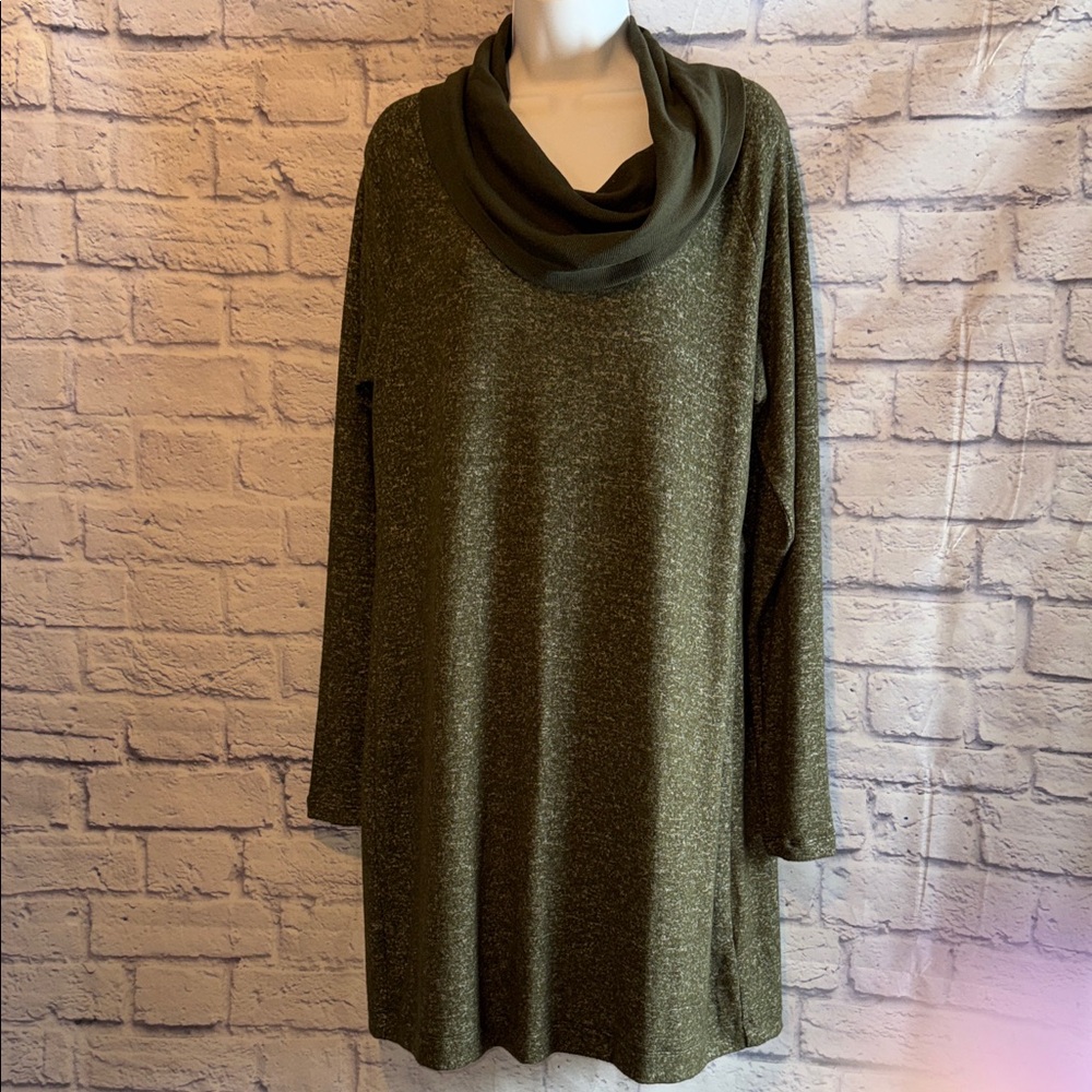 CAbi Forest Green Cowl Neck Sweater Dress Size Medium